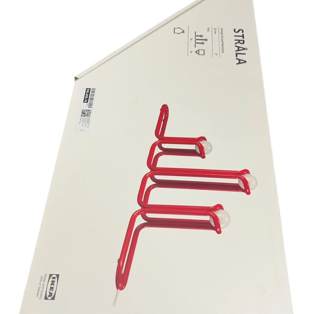 Gustaf Westman x IKEA STRALA LED Candelabra Table Lamp, Metal Red, Dimmable, NEW